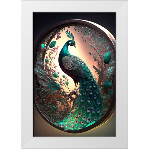Proud Peacocks 30 White Modern Wood Framed Art Print by Heere, Ray