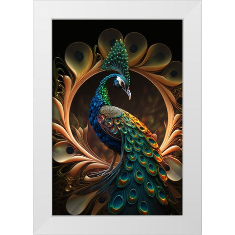 Proud Peacocks 31 White Modern Wood Framed Art Print by Heere, Ray