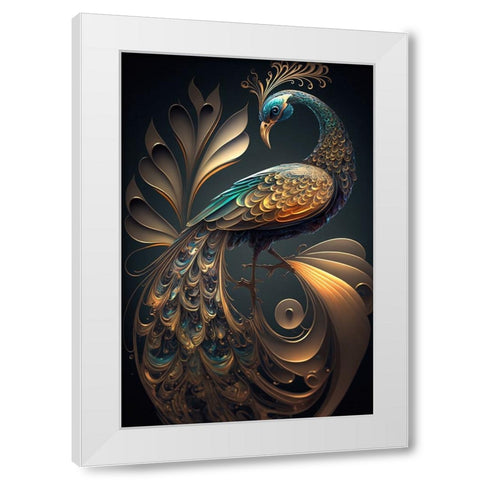 Proud Peacocks 33 White Modern Wood Framed Art Print by Heere, Ray