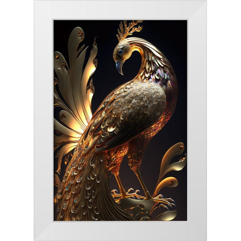Proud Peacocks 34 White Modern Wood Framed Art Print by Heere, Ray