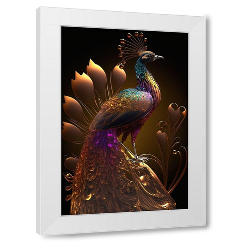 Proud Peacocks 35 White Modern Wood Framed Art Print by Heere, Ray