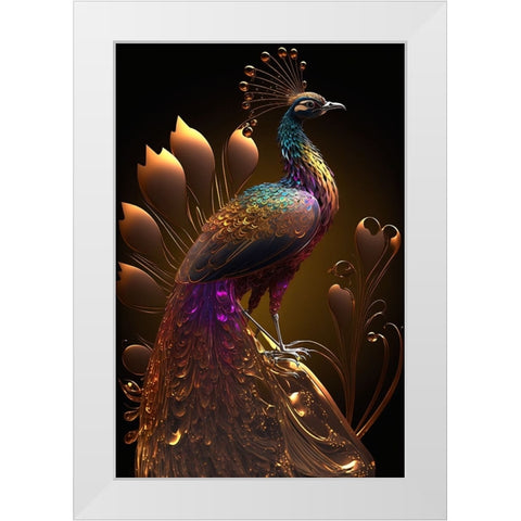 Proud Peacocks 35 White Modern Wood Framed Art Print by Heere, Ray