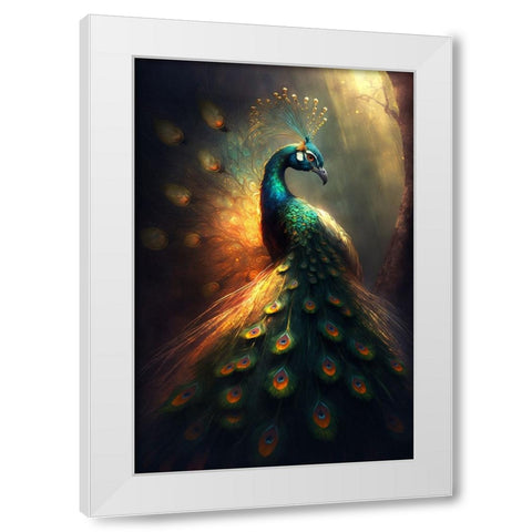 Proud Peacocks 37 White Modern Wood Framed Art Print by Heere, Ray