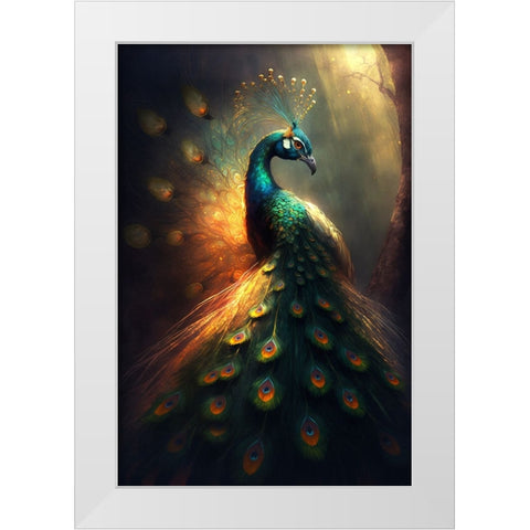 Proud Peacocks 37 White Modern Wood Framed Art Print by Heere, Ray