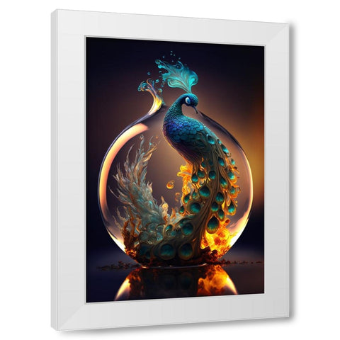 Proud Peacocks 38 White Modern Wood Framed Art Print by Heere, Ray