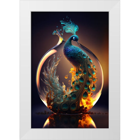 Proud Peacocks 38 White Modern Wood Framed Art Print by Heere, Ray
