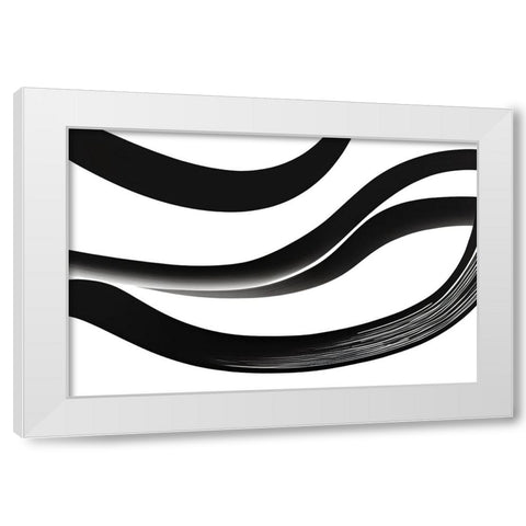 Black White Bold Strokes 4 White Modern Wood Framed Art Print by Heere, Ray