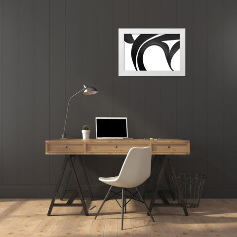 Black White Bold Strokes 5 White Modern Wood Framed Art Print by Heere, Ray