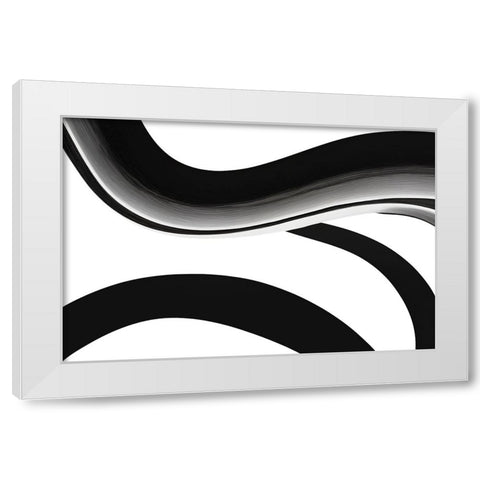 Black White Bold Strokes 10 White Modern Wood Framed Art Print by Heere, Ray