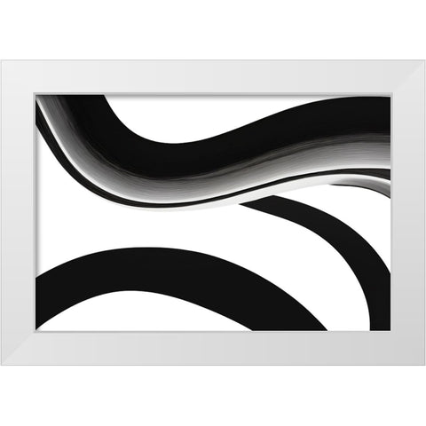 Black White Bold Strokes 10 White Modern Wood Framed Art Print by Heere, Ray