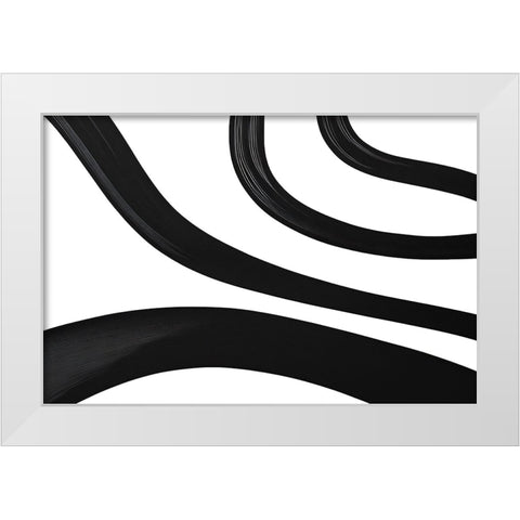 Black White Bold Strokes 14 White Modern Wood Framed Art Print by Heere, Ray
