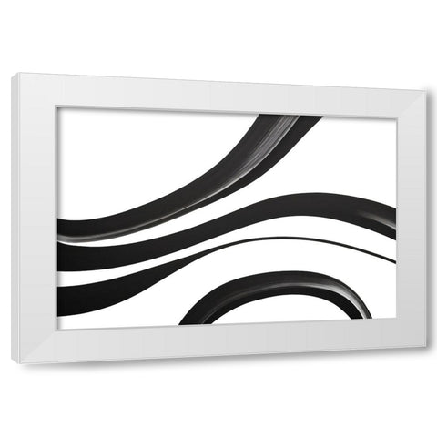 Black White Bold Strokes 15 White Modern Wood Framed Art Print by Heere, Ray