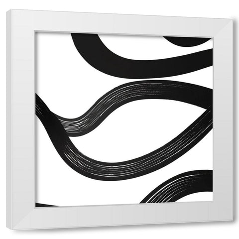 Black White Bold Strokes 16 White Modern Wood Framed Art Print by Heere, Ray