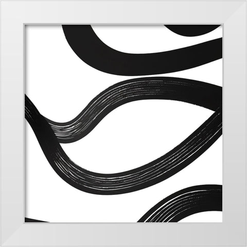 Black White Bold Strokes 16 White Modern Wood Framed Art Print by Heere, Ray