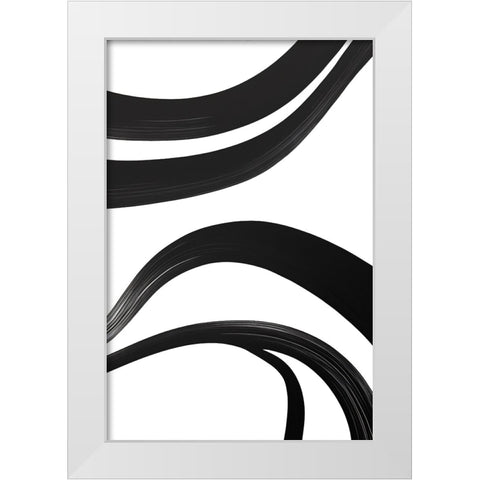 Black White Bold Strokes 17 White Modern Wood Framed Art Print by Heere, Ray