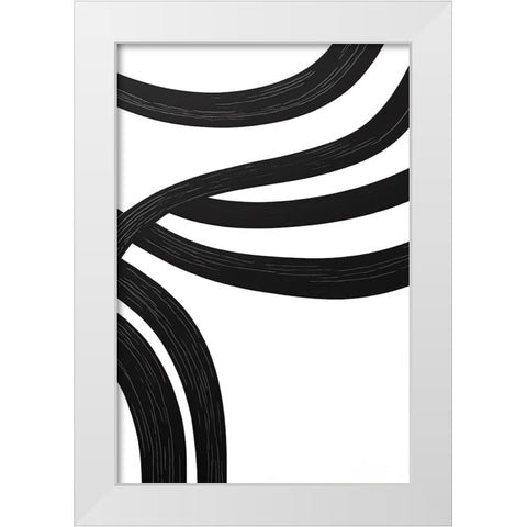Black White Bold Strokes 19 White Modern Wood Framed Art Print by Heere, Ray