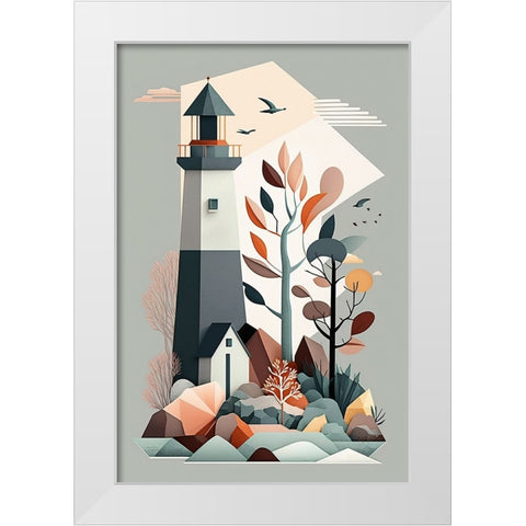 Mid Century Coastal Scenes 34 White Modern Wood Framed Art Print by Heere, Ray