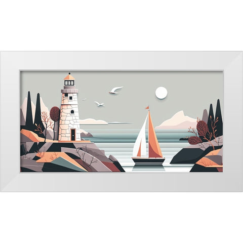 Mid Century Coastal Scenes 42 White Modern Wood Framed Art Print by Heere, Ray