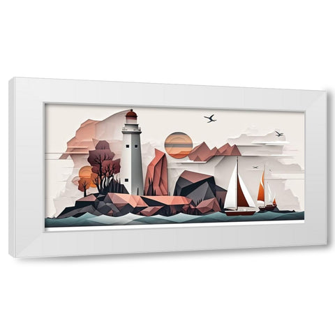 Mid Century Coastal Scenes 44 White Modern Wood Framed Art Print by Heere, Ray