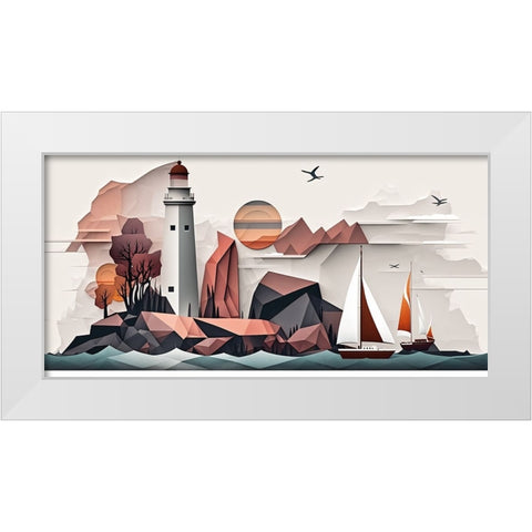 Mid Century Coastal Scenes 44 White Modern Wood Framed Art Print by Heere, Ray