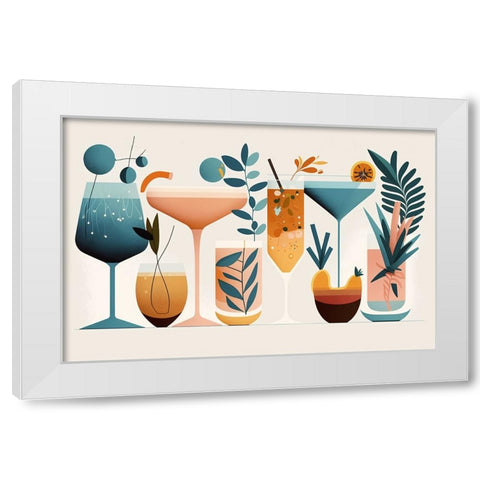 Mid Century Cocktails And Drinks 1 White Modern Wood Framed Art Print by Heere, Ray