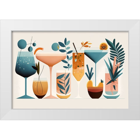 Mid Century Cocktails And Drinks 1 White Modern Wood Framed Art Print by Heere, Ray