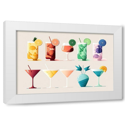 Mid Century Cocktails And Drinks 2 White Modern Wood Framed Art Print by Heere, Ray
