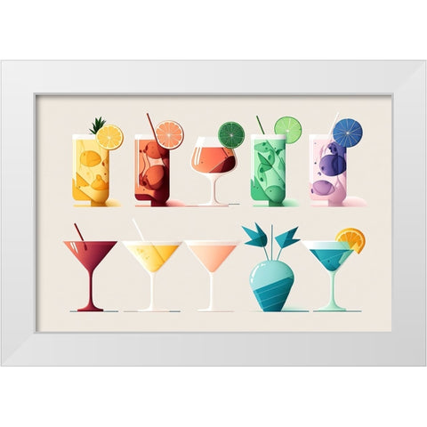 Mid Century Cocktails And Drinks 2 White Modern Wood Framed Art Print by Heere, Ray