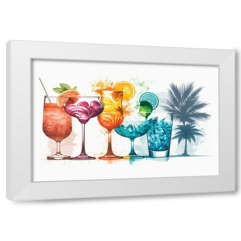 Mid Century Cocktails And Drinks 4 White Modern Wood Framed Art Print by Heere, Ray