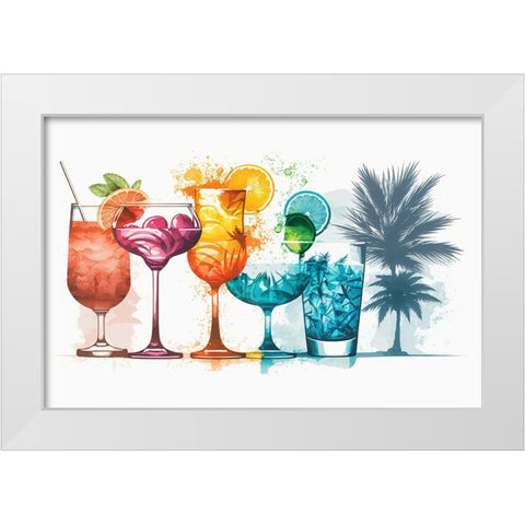 Mid Century Cocktails And Drinks 4 White Modern Wood Framed Art Print by Heere, Ray