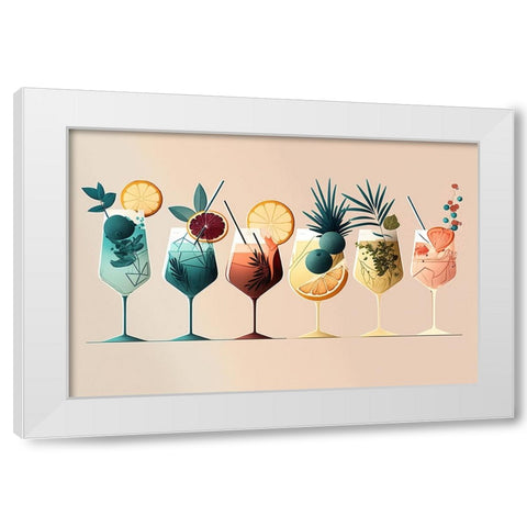 Mid Century Cocktails And Drinks 8 White Modern Wood Framed Art Print by Heere, Ray