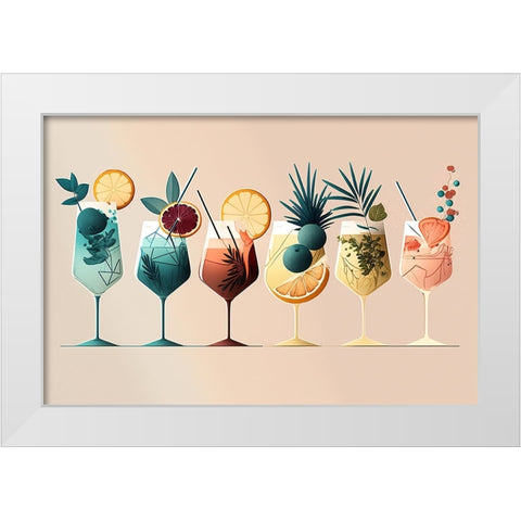Mid Century Cocktails And Drinks 8 White Modern Wood Framed Art Print by Heere, Ray