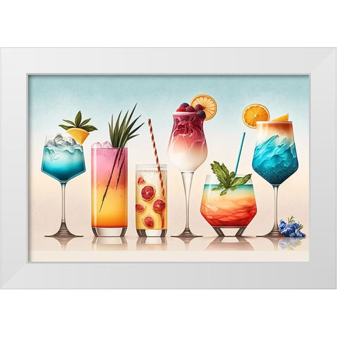 Mid Century Cocktails And Drinks 9 White Modern Wood Framed Art Print by Heere, Ray