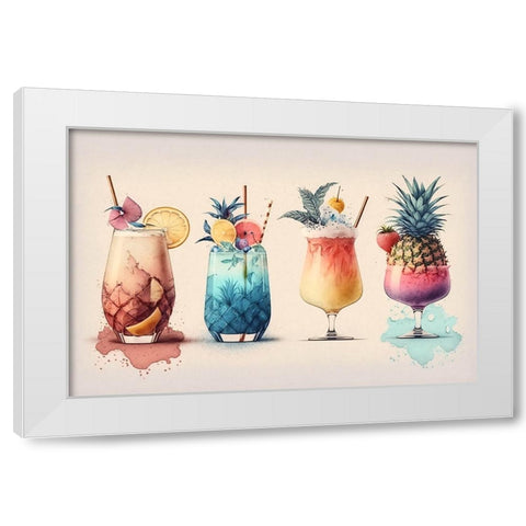 Mid Century Cocktails And Drinks 10 White Modern Wood Framed Art Print by Heere, Ray