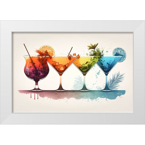 Mid Century Cocktails And Drinks 12 White Modern Wood Framed Art Print by Heere, Ray