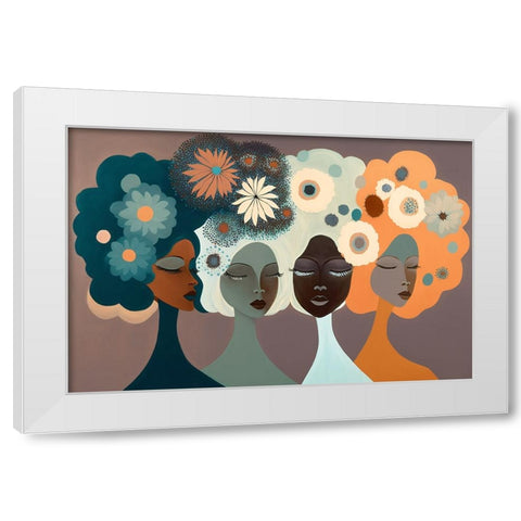 Mid Century Diversity Portraits 4 White Modern Wood Framed Art Print by Heere, Ray