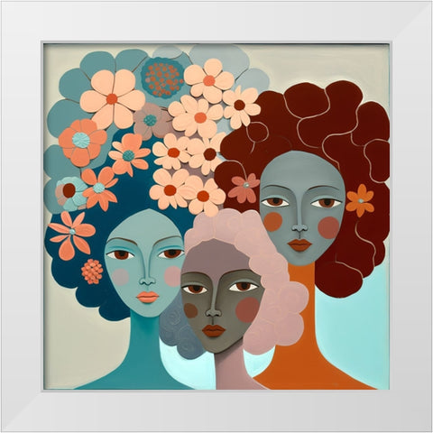 Mid Century Diversity Portraits 16 White Modern Wood Framed Art Print by Heere, Ray