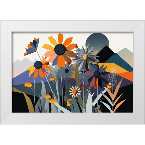 Mid Century Wildflowers 1 White Modern Wood Framed Art Print by Heere, Ray