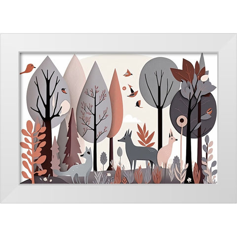 Mid Century Woodland 5 White Modern Wood Framed Art Print by Heere, Ray