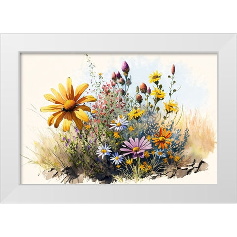 Watercolor Wildflowers 4 White Modern Wood Framed Art Print by Heere, Ray
