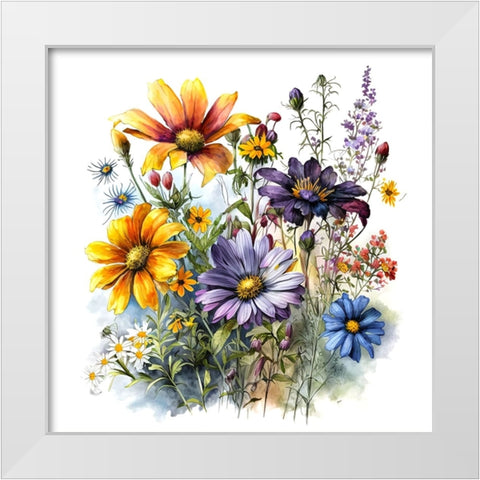 Watercolor Wildflowers 12 White Modern Wood Framed Art Print by Heere, Ray