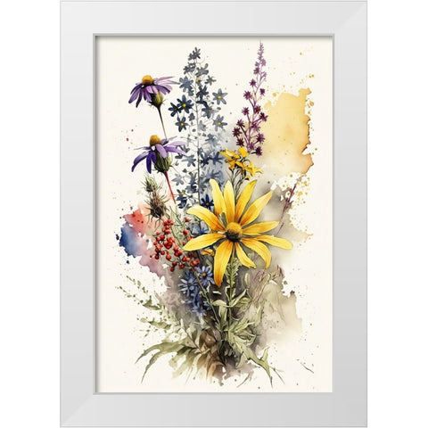 Watercolor Wildflowers 20 White Modern Wood Framed Art Print by Heere, Ray