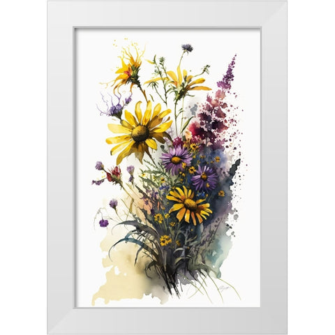 Watercolor Wildflowers 22 White Modern Wood Framed Art Print by Heere, Ray