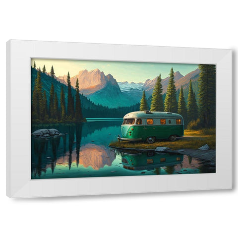 Camper On The Lake 2 White Modern Wood Framed Art Print by Heere, Ray