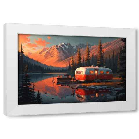 Camper On The Lake 4 White Modern Wood Framed Art Print by Heere, Ray
