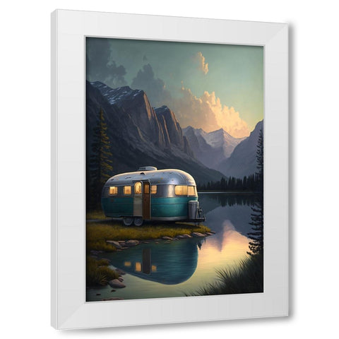 Camper On The Lake 6 White Modern Wood Framed Art Print by Heere, Ray