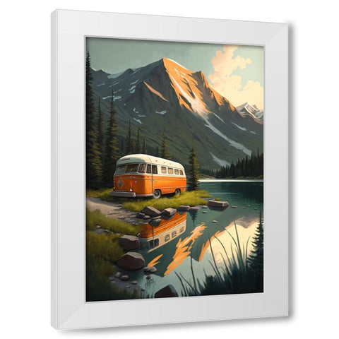 Camper On The Lake 7 White Modern Wood Framed Art Print by Heere, Ray