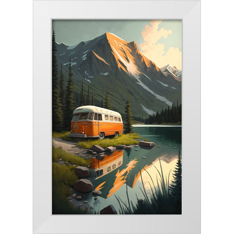 Camper On The Lake 7 White Modern Wood Framed Art Print by Heere, Ray
