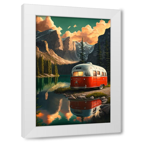 Camper On The Lake 8 White Modern Wood Framed Art Print by Heere, Ray