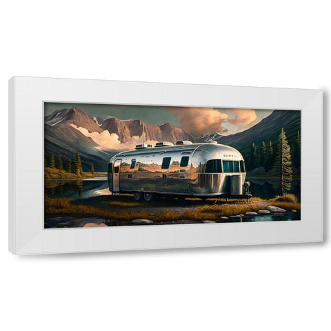 Camper On The Lake 9 White Modern Wood Framed Art Print by Heere, Ray